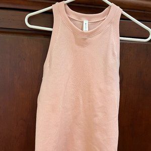Athleta Renew Racerback Tank Top, Pink Ribbed Fabric, Size Medium